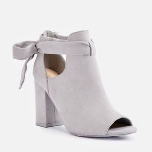 bowa tie back open toe bootie
